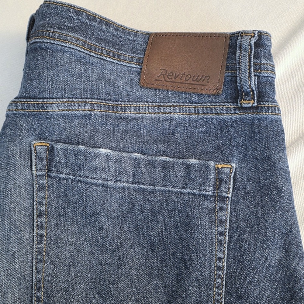Revtown Mens Automatic Blue Straight Leg Stretch‎ Denim Jeans Size 36X32 (38X32)